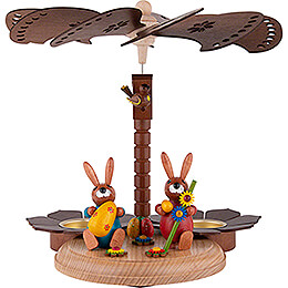 1 - Tier Easter Pyramid with two Bunnies and Egg  -  20cm / 7.9 inch