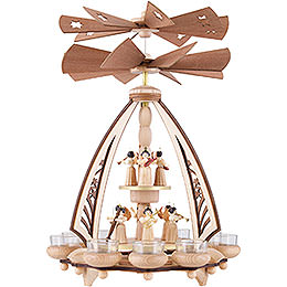 2 - Tier Pyramid  -  Angels with Two Counter Rotating Winged Wheels  -  43cm / 17 inch