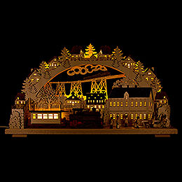3D Candle Arch  -  Railway with smoking Engine  -  70x38cm / 27.6x15 inch