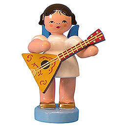 Angel with Balalaika  -  Blue Wings  -  Standing  -  6cm / 2,3 inch