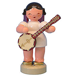 Angel with Banjo  -  Red Wings  -  Standing  -  6cm / 2,3 inch