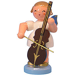 Angel with Cello  -  Blue Wings  -  Standing  -  9,5cm / 3,7 inch