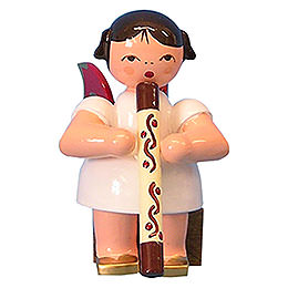 Angel with Didgeridoo  -  Red Wings  -  Sitting  -  5cm / 2 inch