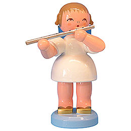 Angel with Flute  -  Blue Wings  -  Standing  -  9,5cm / 3,7 inch