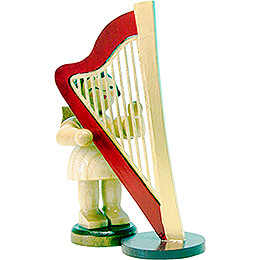 Angel with Harp  -  Natural Colors  -  9,5cm / 3.7 inch