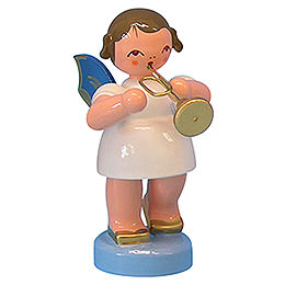 Angel with Trumpet  -  Blue Wings  -  Standing  -  6cm / 2,3 inch