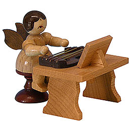Angel with Zither  -  Natural Colors  -  Standing  -  6cm / 2,3 inch