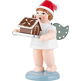 Baker Angel with Hat and Ginger Bread House  -  6,5cm / 2.5 inch