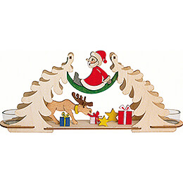 Bastelset Teelichtbogen Weihnachtsmann mit Elch  -  12cm