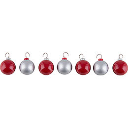 Baubles  -  Red and Silver  -  2cm / 1 inch