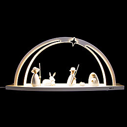 Candle Arch  -  modern wood WHITE LINE  -  Nativity  -  57x26x10cm / 22.4x10.2x3.9 inch