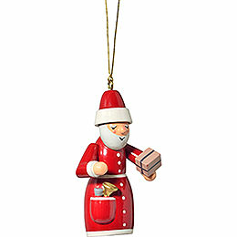 Christbaumschmuck "Weihnachtsmann mit Geschenk"  -  7cm