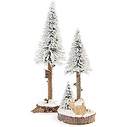 Conifers with Bird House  -  White  -  2 pieces  -  27cm / 10.6 inch