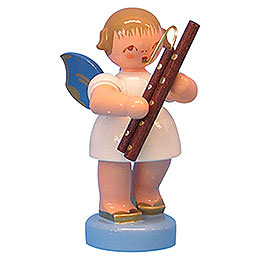 Engel mit Fagott  -  Blaue Flügel  -  stehend  -  6cm