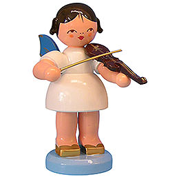 Engel mit Violine  -  Blaue Flügel  -  stehend  -  9,5cm