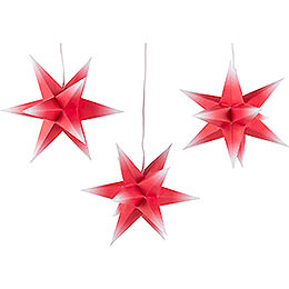 Erzgebirge - Palace Moravian Star Set of Three  -  Red - White  -  incl. Lighting  -  17cm / 6.7 inch