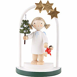 Flax Haired Angel in a Star Arch  -  5cm / 2 inch