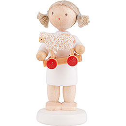 Flax Haired Angel with Little Lamb  -  5cm / 2 inch