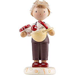 Flax Haired Children Boy with Toadstools  -  Edition Flade & Friends  -  4,5cm / 1.8 inch