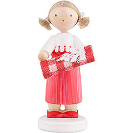 Flax Haired Children Girl with Bolt of Fabric  -  5cm / 2 inch