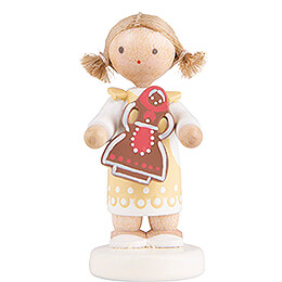 Flax Haired Children Girl with Gingerbread  -  5cm / 2 inch