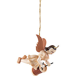 Floating Angel with Long Drum  -  Natural  -  6,6cm / 2.6 inch