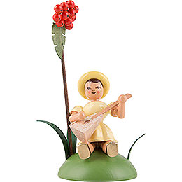 Flower Child with Rowan Berry and Balalaika, Sitting, Colored  -  12cm / 4.7 inch