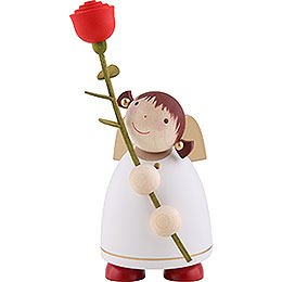 Guardian Angel with Rose, White  -  8cm / 3.1 inch