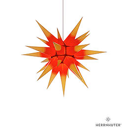 Herrnhuter Stern I6 gelb/roter Kern Papier  -  60cm