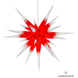 Herrnhuter Stern I8 weiß/roter Kern Papier  -  80cm