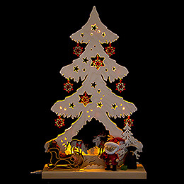 Lichterspitze Tanne Weihnachtsmann mit roten Sternen  -  31x51cm