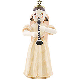 Long Pleated Skirt Angel with Clarinet, Natural  -  6,6cm / 2.6 inch