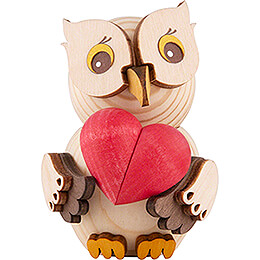 Mini Owl with Heart  -  7cm / 2.8 inch