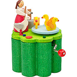 Music Box with Crank Duck Liesel  -  7cm / 2.8 inch