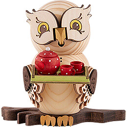 Smoker  -  Owl with Tea Set  -  15cm / 5.9 inch
