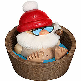 Smoker  -  Santa Claus Karl in the Pool  -  Ball Figure  -  10cm / 3.9 inch