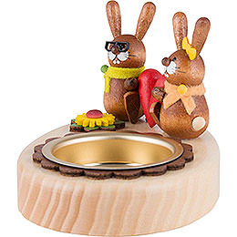Tea Light Holder  -  Bunny Couple with Heart  -  5cm / 2 inch