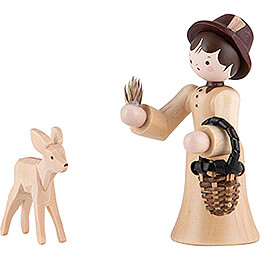 Thiel Figurine  -  Forester Lady with Deer  -  natural  -  6cm / 2.4 inch