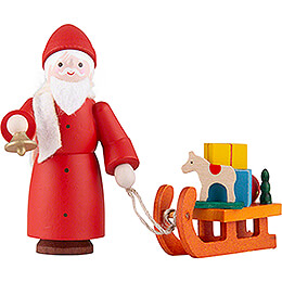 Thiel Figurine  -  Santa Claus with Sled  -  coloured  -  6cm / 2.4 inch