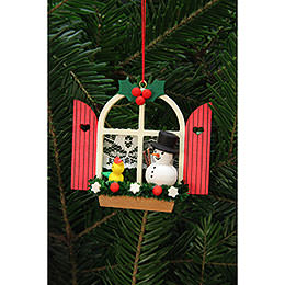 Tree Ornament  -  Advent Window with Snowman  -  7,6x7,0cm / 3x3 inch
