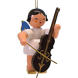 Tree Ornament  -  Angel with Cello  -  Blue Wings  -  9,5cm / 3.7 inch