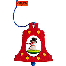 Tree Ornament  -  Bell with Snowman  -  7,5cm / 3 inch
