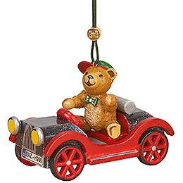 Tree Ornament  -  Car with Teddy  -  5cm / 2 inch