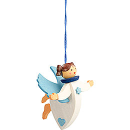 Tree Ornament  -  Floating Angel Blue with Thread  -  6cm / 2.4 inch