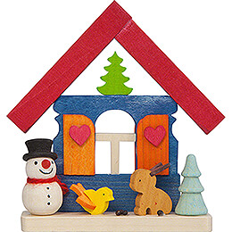 Tree Ornament  -  House Snowman with Animals  -  7,4cm / 2.9 inch
