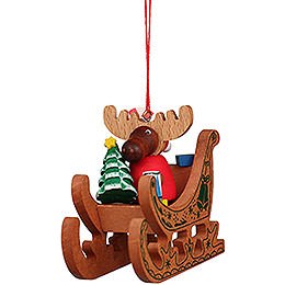 Tree Ornament  -  Moose Santa in Sledge  -  6,6cm / 2.6 inch