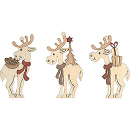 Tree Ornament  -  Moose  -  Set of 6  -  7cm / 2.8 inch