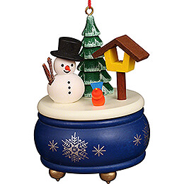 Tree Ornament  -  Music Box Blue with Snowman  -  7,7cm / 3 inch