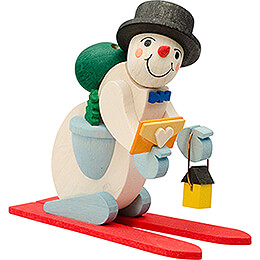 Tree Ornament  -  Snowman with red Ski  -  7cm / 2.8 inch