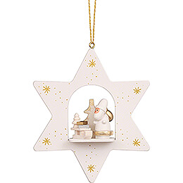 Tree Ornament  -  Star White Santa with Sled  -  9,6cm / 3.8 inch